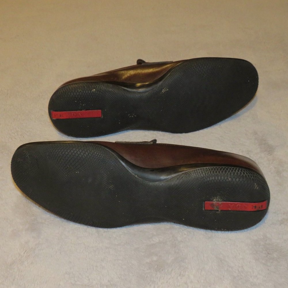 Prada Sport 1359 Brown Leather Rubber Sole Penny Loafers 9D - Picture 9 of 11